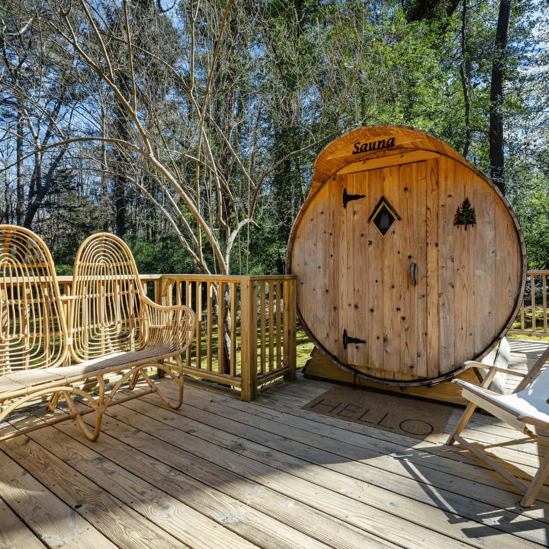 houten sauna buiten
