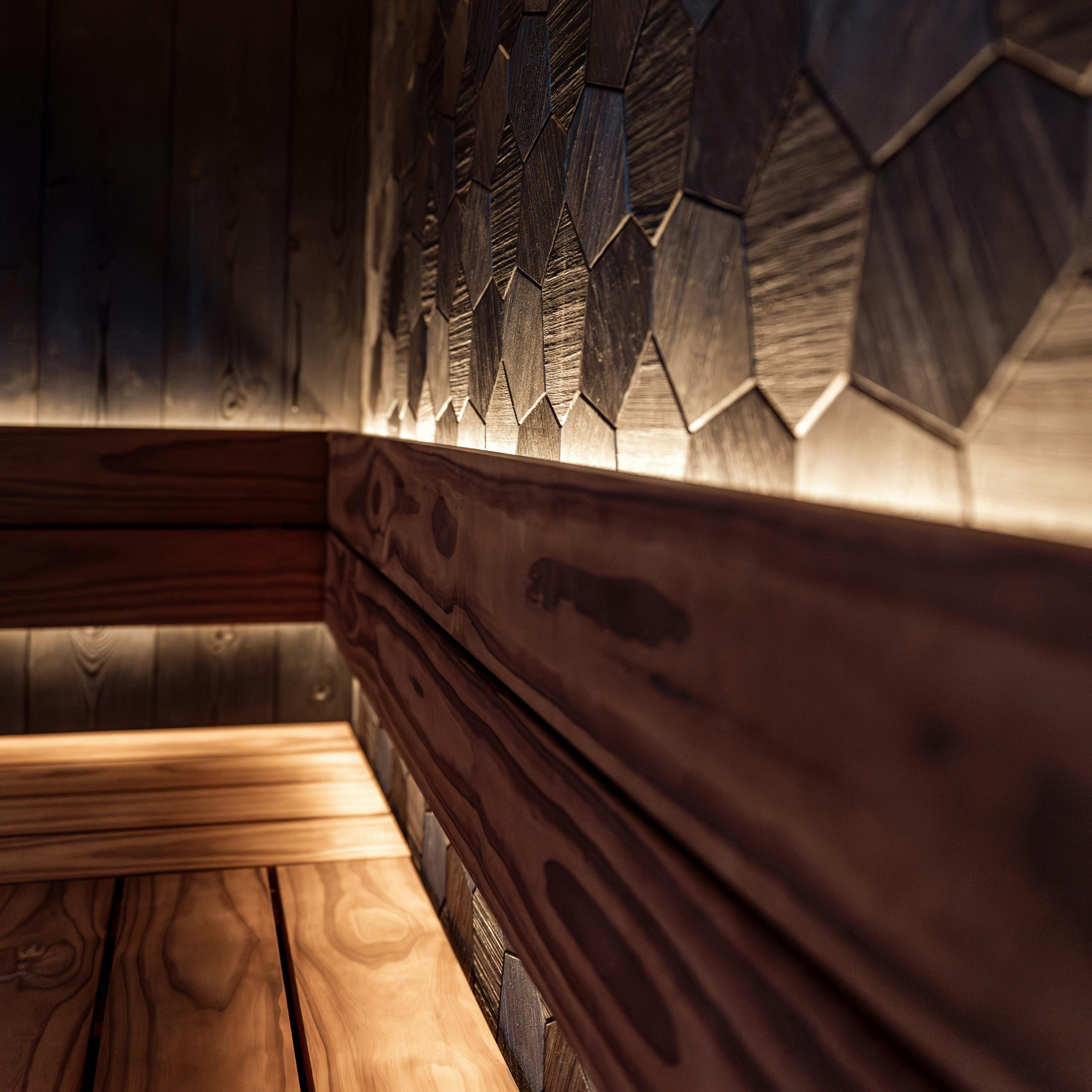 Sauna met zwoelen lichten